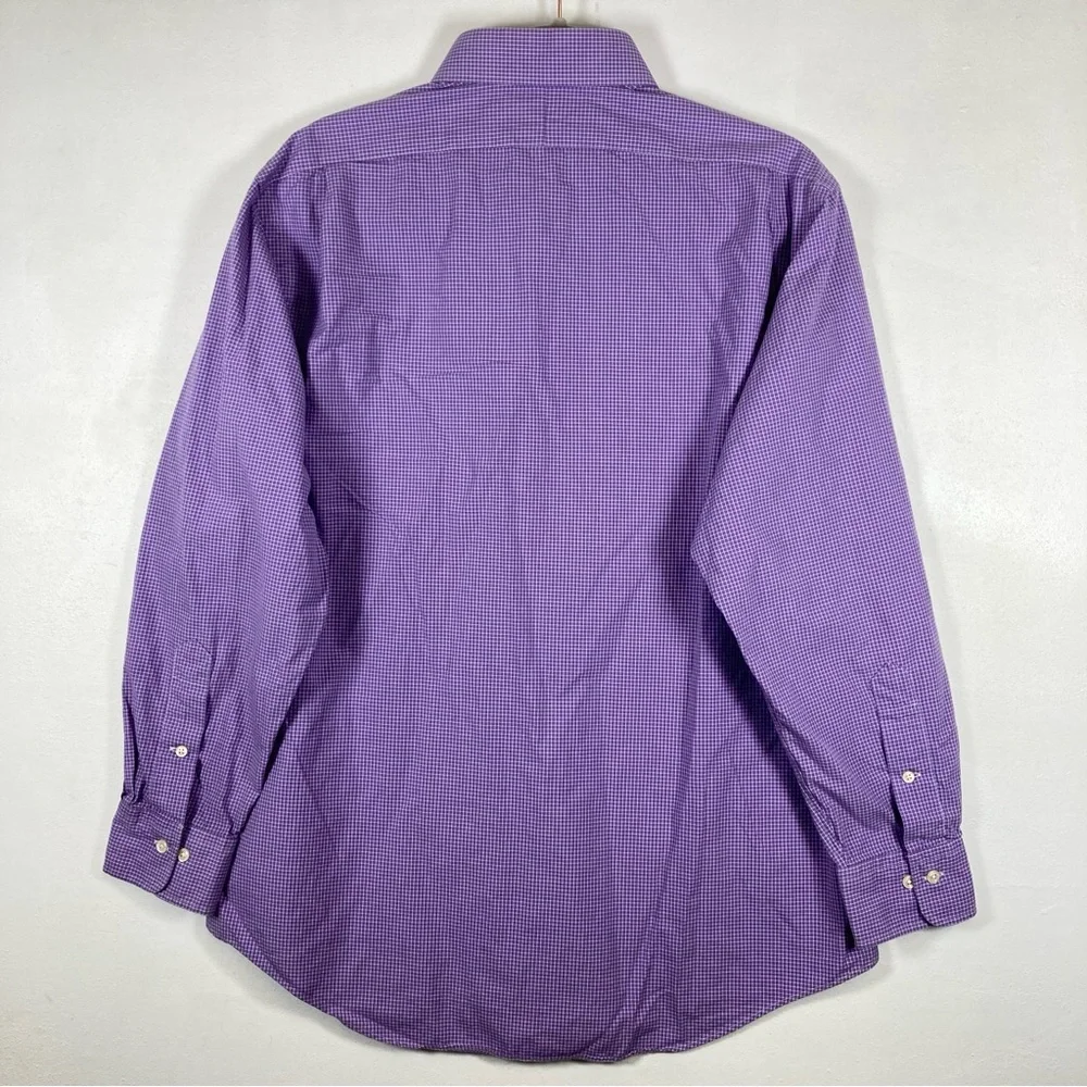 Polo Ralph Lauren Mens Regent Costum Fit 16.5 Purple Check Long Sleeve Button Up - Picture 2 of 15